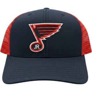 BK Caps St Louis Blues JR Trucker Hat Snapback Navy Red One Size Mesh Cap